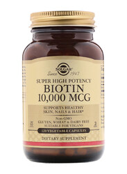 Solgar Super High Potency Biotin Dietary Supplement, 10, 000mcg, 120 Vegetable Capsules