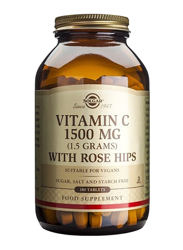 

Solgar Vitamin C with Rose Hips Dietary Supplement, 1500mg, 180 Tablets