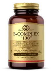 Solgar B-Complex "100" Dietary Supplement, 50 Vegetable Capsules