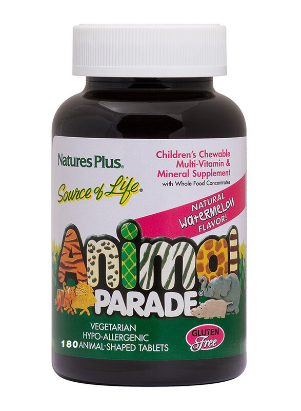 

Natures Plus Animal Parade Children's Chewable Multi-Vitamin & Mineral Supplement, Watermelon Flavor, 180 Tablets