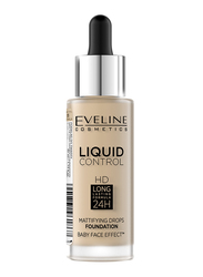 Eveline Liquid Control Foundation with Dropper, 32ml, 015 Light Vanila, Beige