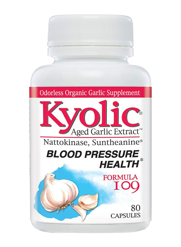 Kyolic Aged Garlic Extract Blood Pressure Health Formula 109 Supplements, 80 Capsules