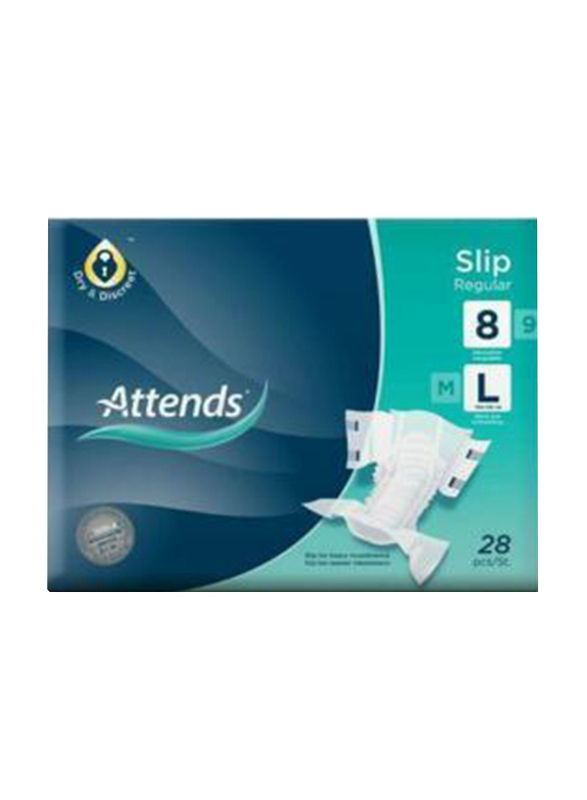 Attends Slip Regular Adult Diaper, 28 Pieces, 8 Large