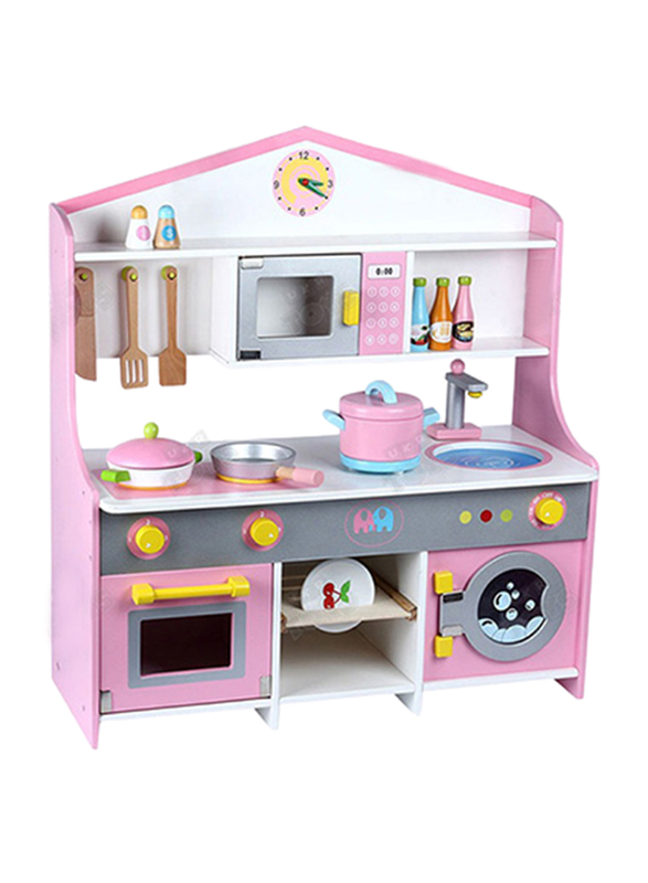 Wooden Kitchen Set with Washing Machine, Pink, Ages 3+
