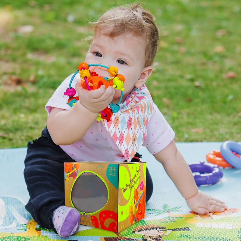 Baby Toys Teether Ball with Bells, Multicolor