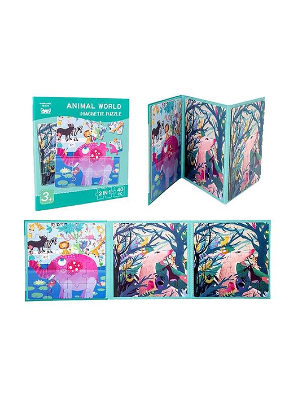 2-in-1 Animal World Magnetic Puzzle, 40 Pieces