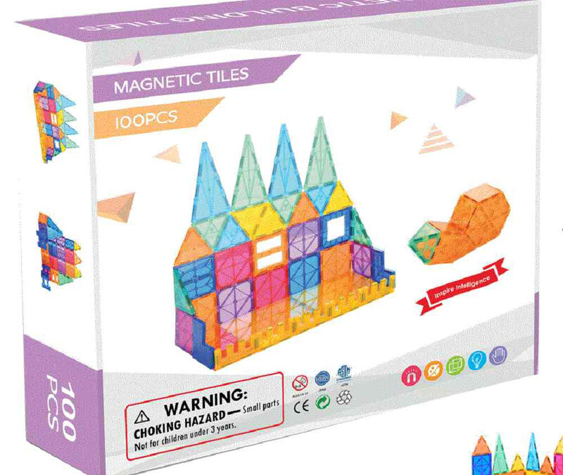 

Magnetic Tiles Geometric Shapes Building Block Toys, 100 Pieces, Ages 3+