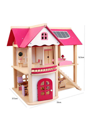 2 Floor Wooden Doll House Set, Ages 3+