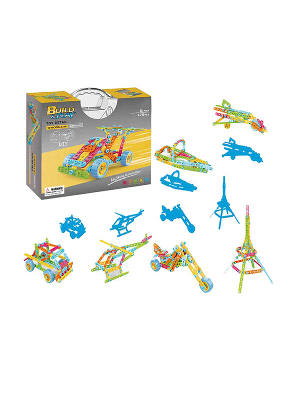 

Generic Build & Play Toy Details 10 Models in 1, 179 Pieces, Ages 5+, Multicolour