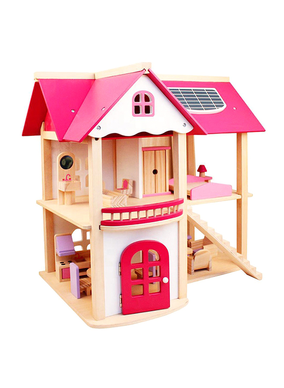 2 Floor Wooden Doll House Set, Ages 3+