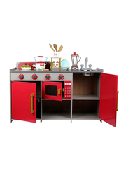 European Wooden Kitchen Set, Red, Ages 3+