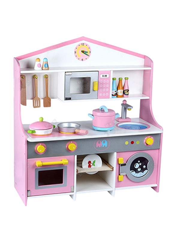 Wooden Kitchen Set with Washing Machine, Pink, Ages 3+