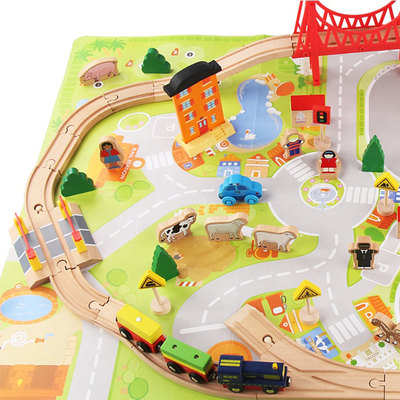 Car Track Wooden Learning & Education Toys, 75 Pieces, Ages 4+