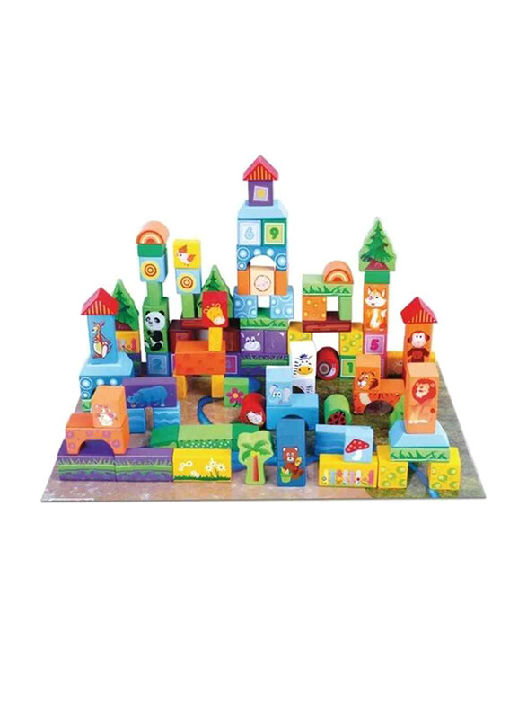 

Bellaluna Wooden Cute Animals Blocks, 100 Pieces, Ages 3+, Multicolour