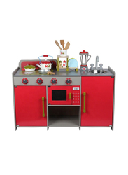 European Wooden Kitchen Set, Red, Ages 3+