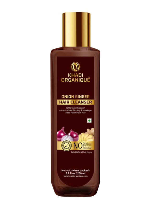 Khadi Organique Onion Ginger Hair Cleanser for All Hair Types, 200ml