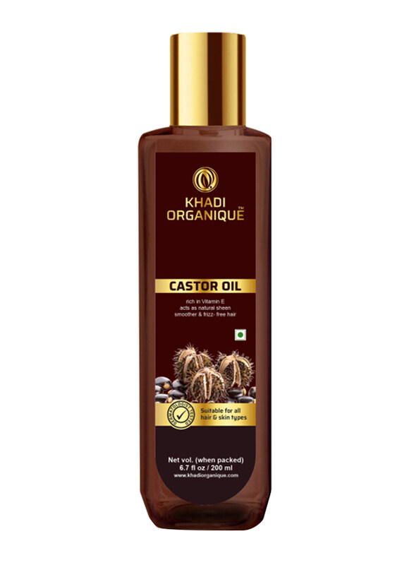 Khadi Organique Castor Hair Oil for All Hair Types, 200ml