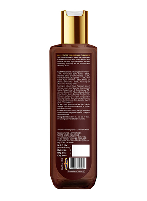 Khadi Organique Apple Cider Vinegar Hair Cleanser for All Hair Types, 200ml