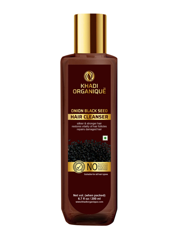Khadi Organique Onion Black Seed Hair Cleanser for All Hair Types, 200ml