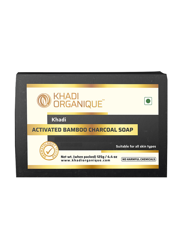 Khadi Organique Activated Bamboo Charcoal Soap, 125gm