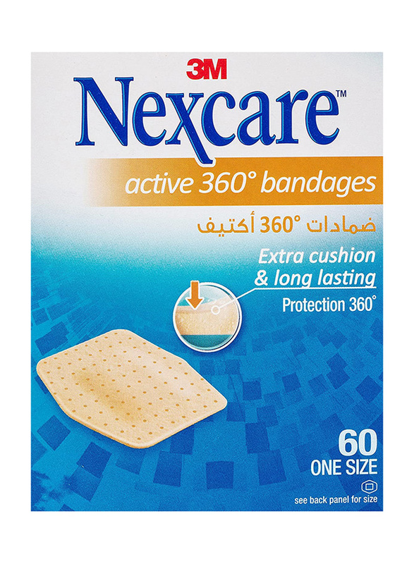 Nexcare Active 360 Degree Bandages, Brown, 60 Pieces