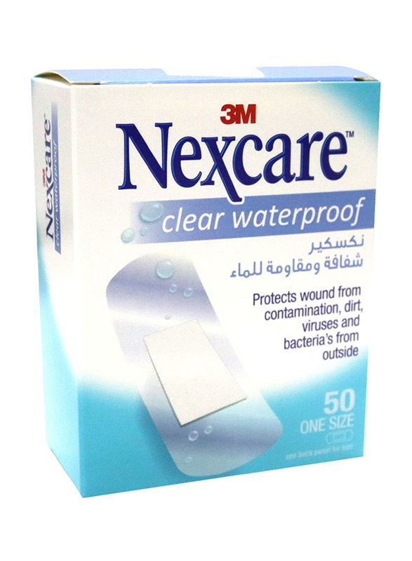 Nexcare Clear Water Proof Bandages, Clear, 50 Pieces