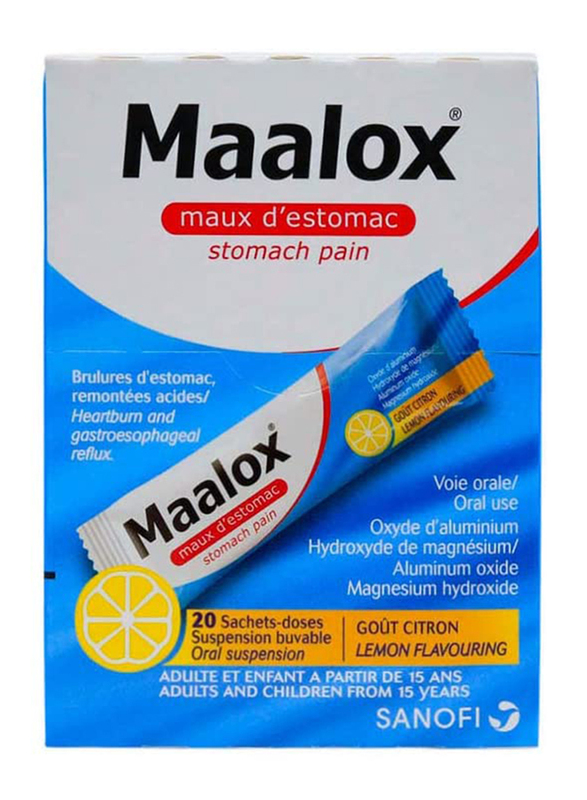 Maalox Liquid for Stomach Pain, 4.3ml x 20 Sachets