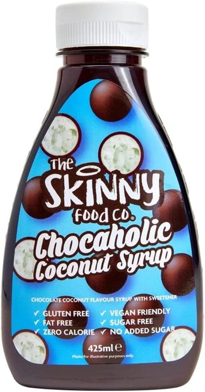 The Skinny Food Co. Chocaholic Syrup- Gluten-Free,Fat-Free, Zero Calories,Vegan,Sugar-Free can be paired with a wide variety of desserts,dishes & drinks 425 ml (chocaholic coconut syrup)