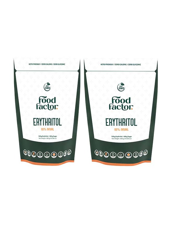 Food Factor Erythritol Sweetener 100% Natural, 2 x 300g
