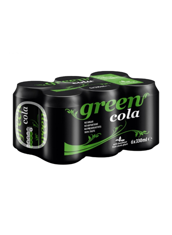 Green Cola Carbonated Soft Drink, 6 Cans x 330ml
