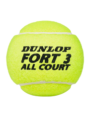 Dunlop Fort 3 All Court Tennis Balls, 3 Piece, Yellow
