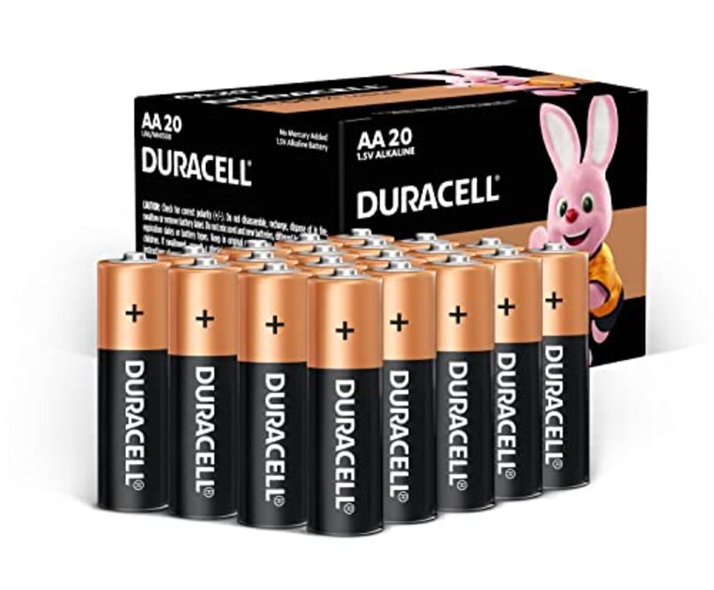 Duracell AA 1.5V Alkaline Batteries, Pack of 20, Black