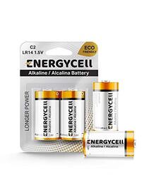 Energycell C Size 1.5V Alkaline Batteries, Pack Of 2, Silver