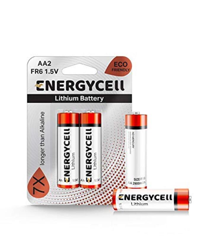 Energycell Aa 1.5V Lithium Batteries, Pack Of 2, Red