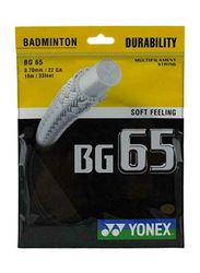Yonex Badminton Racket Strings, BG65, 10m, Black