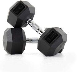 Prosports Rubber Coated Hexagon Dumbbells, 17.5 KG, Black