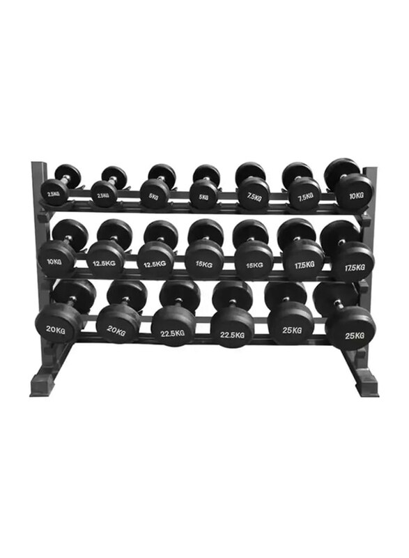 

Harley Fitness TPU & Rubber Coated Commercial Dumbbells, 22.5 KG, Black/Silver