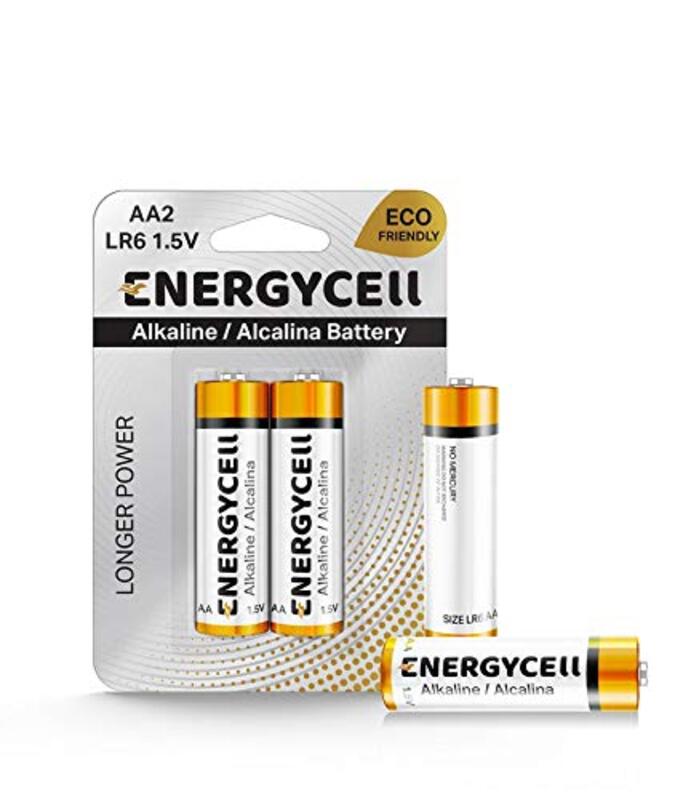 Energycell AA Size 1.5V Alkaline Battery, Pack Of 2, Silver