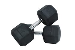 Harley Fitness Stainless Steel Rubber Coated Hexagon Dumbbells, 27.5 KG, Black