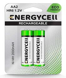 Energycell Aa Size 2000Mah 1.2V Rechargeable Batteries, Pack Of 2, Green