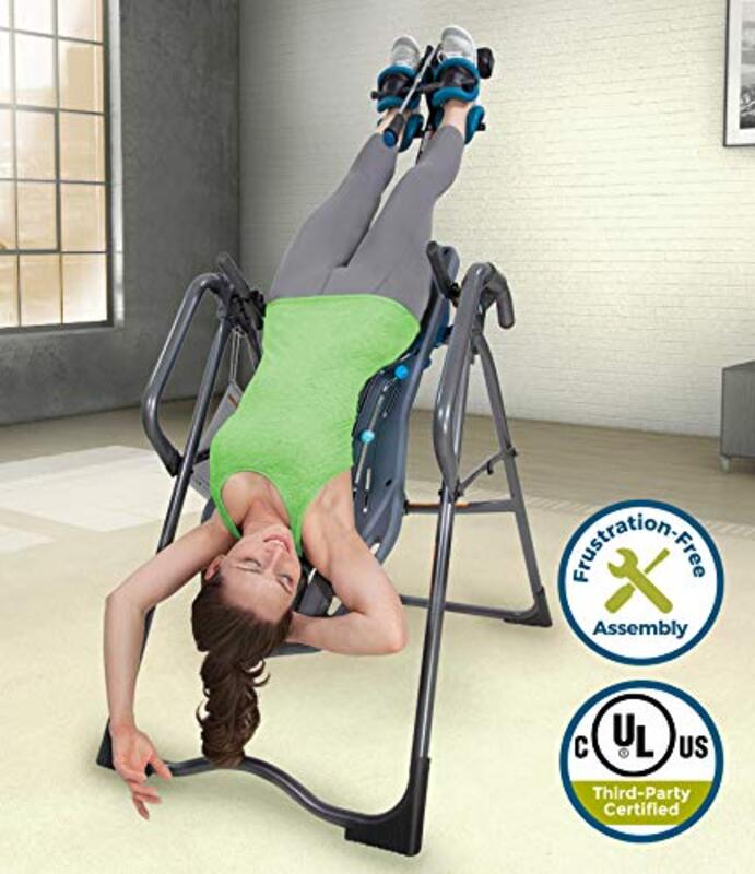 Teeter Fitspine X3 Inversion Table Deluxe Easy-To-Reach Ankle Lock Back Pain Relief Kit, Grey