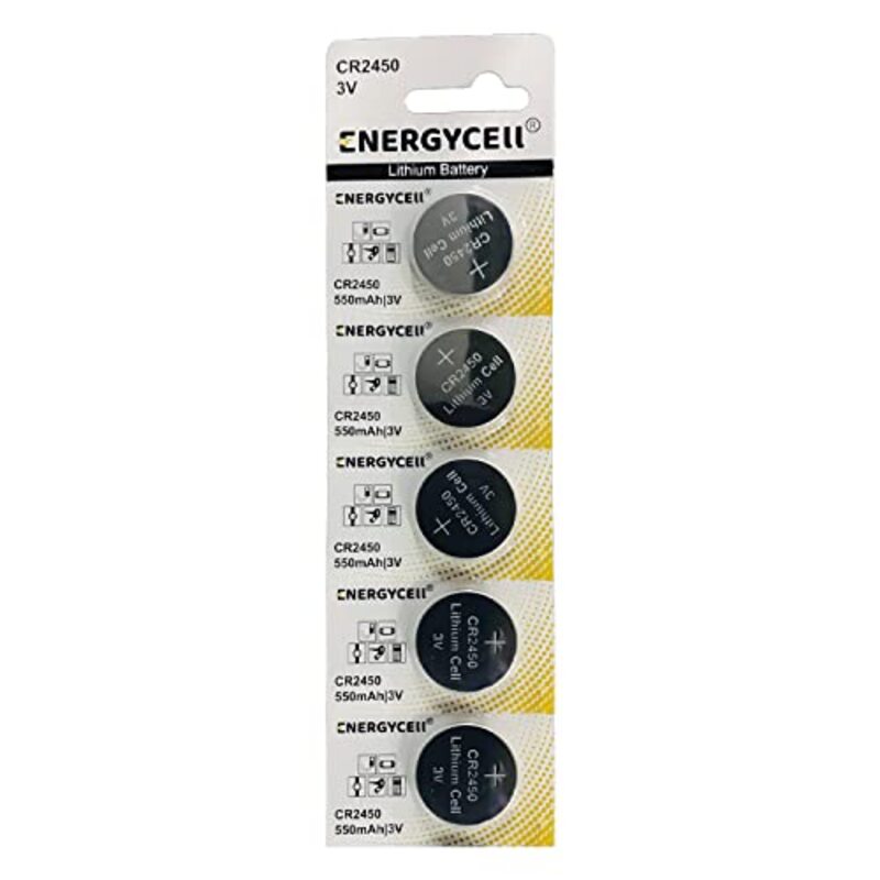 Energycell 3V 550Mah Lithium Coin Batteries, 5 Pieces, Silver