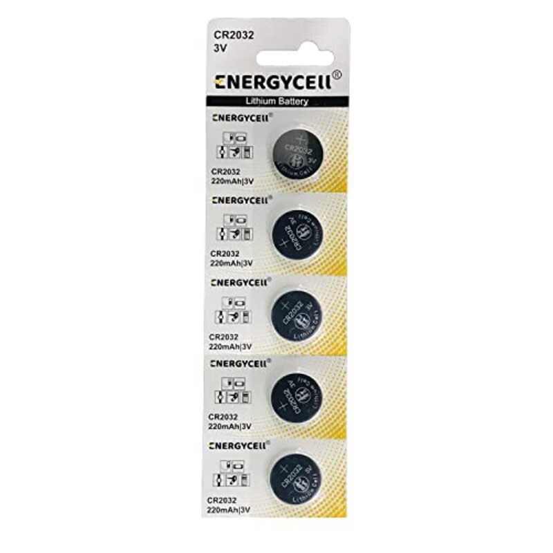 Energycell 3V 220Mah Lithium Coin Batteries, 5 Pieces, Silver
