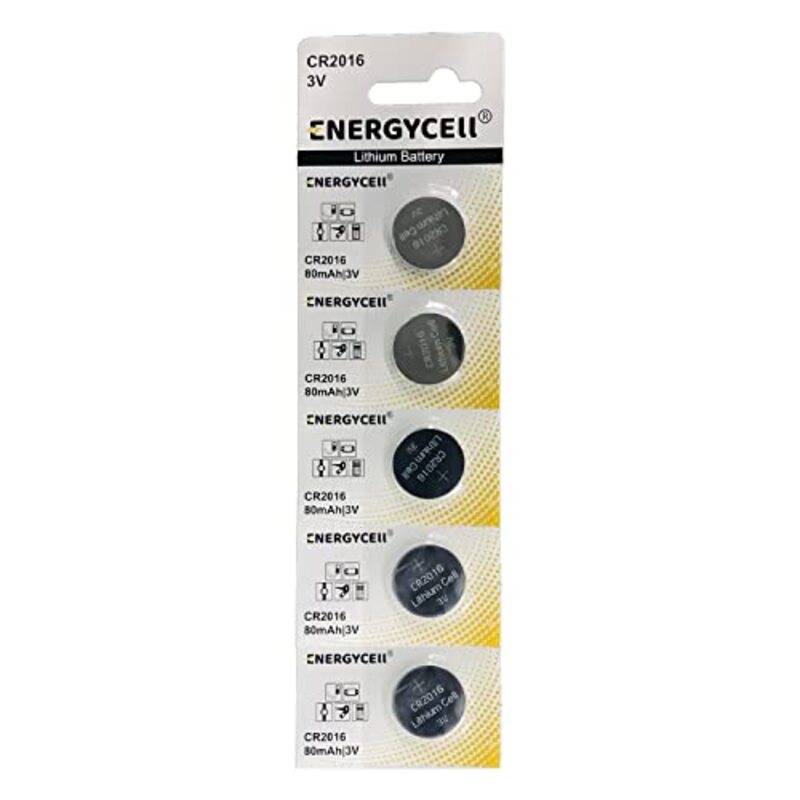 Energycell 3V 80Mah Lithium Coin Batteries, 5 Pieces, Silver