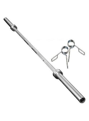 Harley Fitness Olympic Barbell Bar with Two Spring Collar, 180cm, Silver