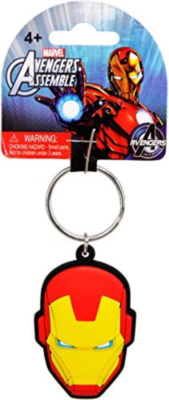 Marvel Avengers Iron Man Head Soft Touch Rubber Key Chain, One Size, Red/Yellow