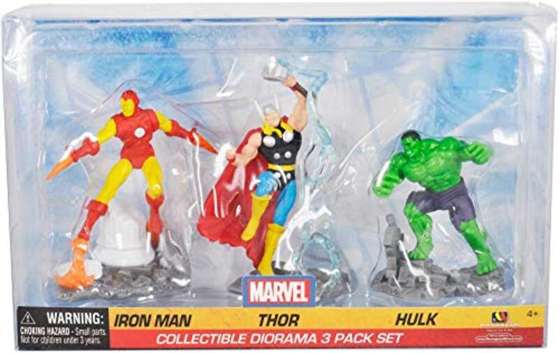 Marvel Avengers Diorama Iron Man Thor Hulk Action Figures, 3 Pieces, Multicolour