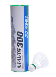 Yonex Mavis 300 Slow Shuttle Cock, 6 Pieces, White