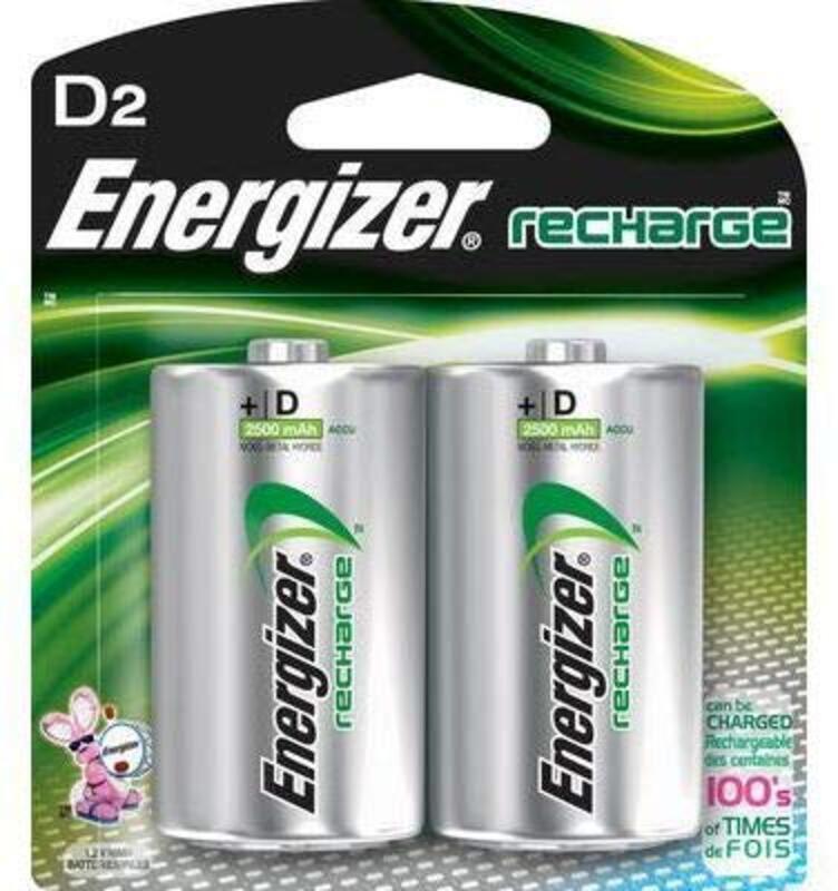 Energizer NH50 D Rechargeable Batteries, Silver