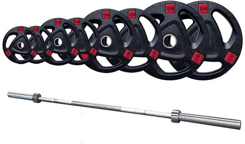 

Harley Fitness Weight Plates with 6 Ft Olympic Barbell Bar, 80 KG, Black